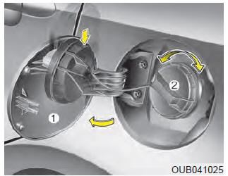 Ouverture du volet du réservoir de carburant