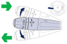  -  Baissez à fond la commande d’éclairage pour une manoeuvre vers la gauche.