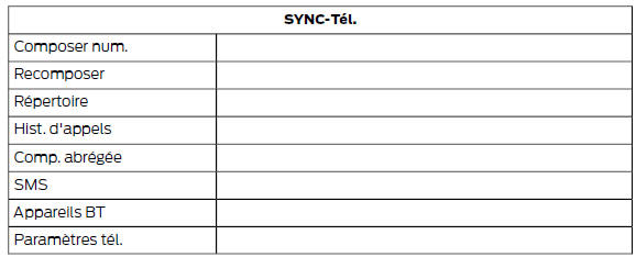 SYNC-Media vous permet d'accéder aux fonctions SYNC